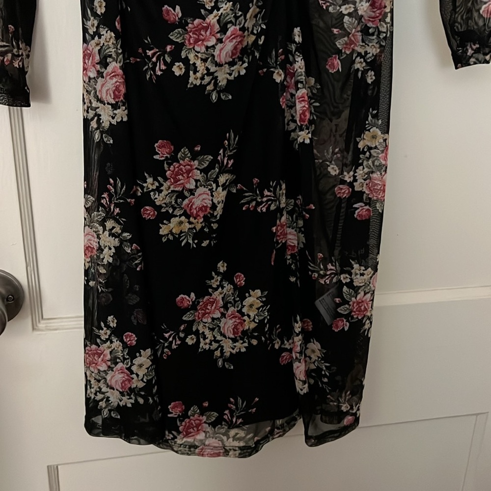 NWT INC floral see through dress petite size: PS - Picture 4 of 11